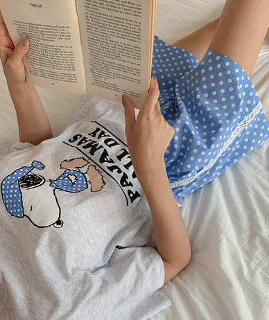 Snoopy Short T-shirts Dot Shorts Pajama Set