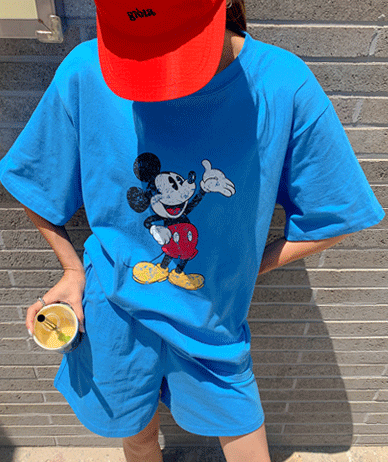 Crack Mickey Short T shirts Shorts Training set