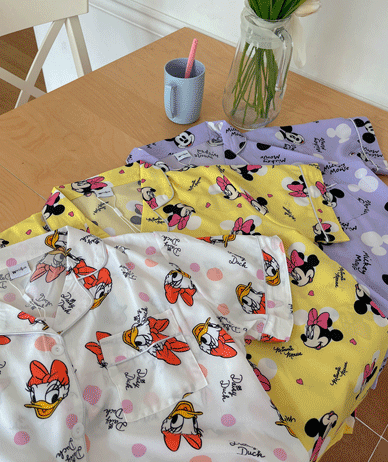 Disney Character Satin Short-sleeve Shorts Pajama Set