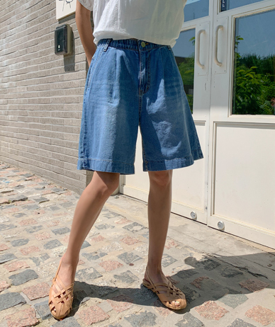 Bateau Pintuck Denim Banding 5-part Shorts