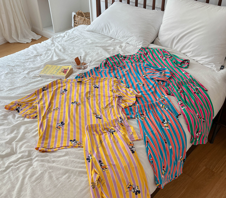 Mickey Pluto Stripe Short-sleeve Shorts Pajama Set