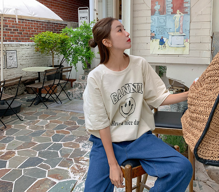 [20% off special sale] Nice Smile Nagrang Short-sleeve Sweatshirt