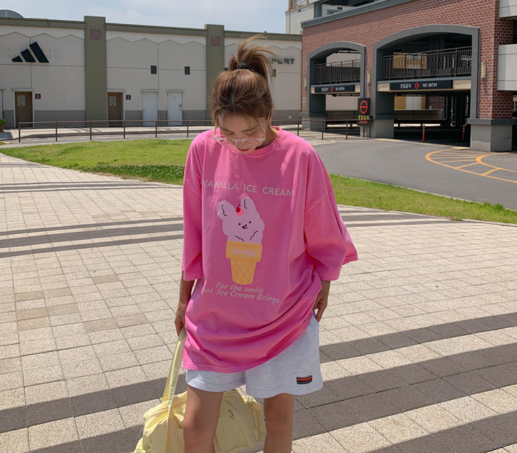 [Unisex] Vanilla Cone Rabbit Pigment Short-sleeve Long t-shirts