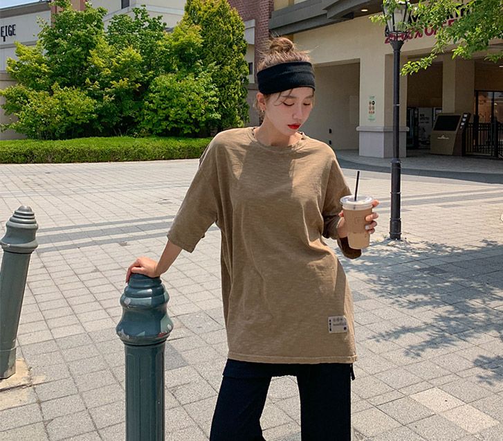 Slavic Pigment Patch Boxy Long Short Sleeves T-shirt