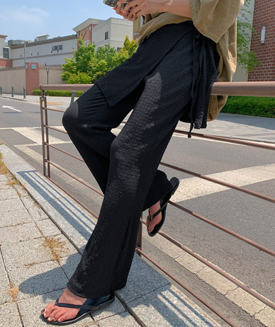 Summer Wrinkle Wrap Skirt Bootcut Pants Set
