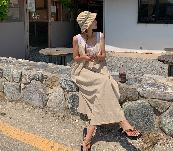 Slow Linen Race Bustier Long one piece
