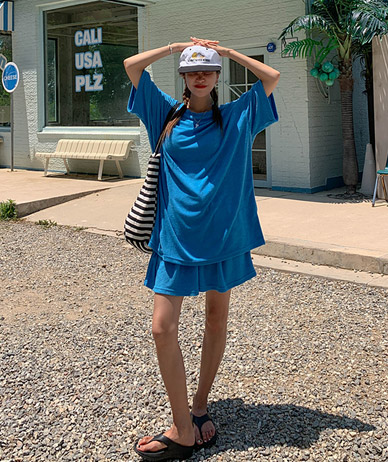 Senne Terry Short-sleeve Shorts Set