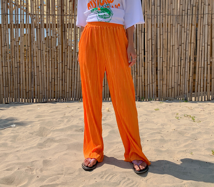 Whisen Pleats Banding Wide Pants