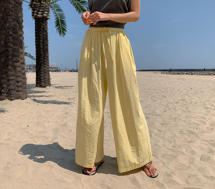 Edge Pintuck Banding Wide Pants