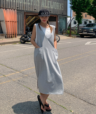 Isom V-neck Pocket Sleeveless Shirts Team One Piece
