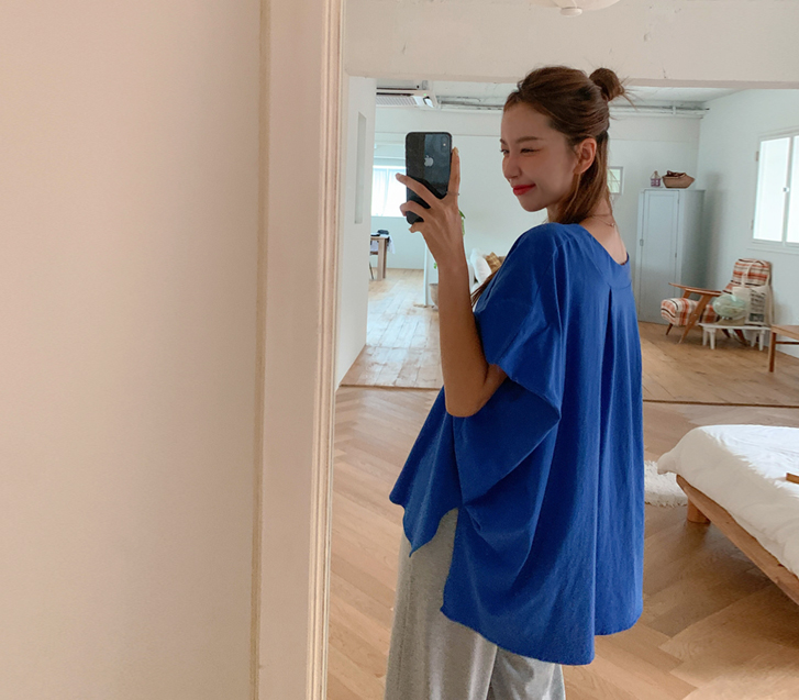 Cindy Boatneck Gaori Unbalanced Short-sleeve T-shirt