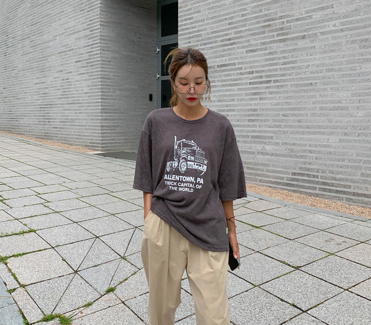 Truck dyed water dyed short-sleeve T-shirt