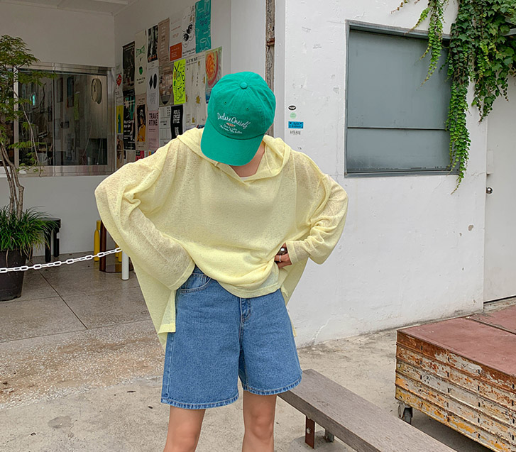 Rona See-through look Long-sleeve Hood Knit