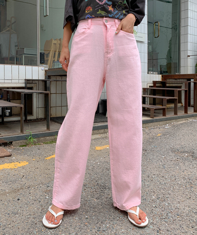 Chid Cotton Linen Banding Wide Pants