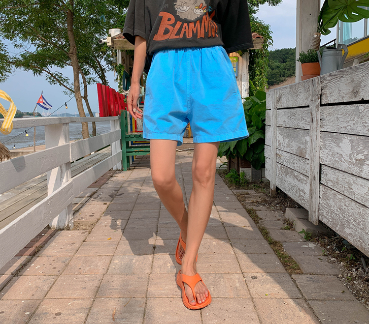 Neon Color Summer Pigment Banding Shorts