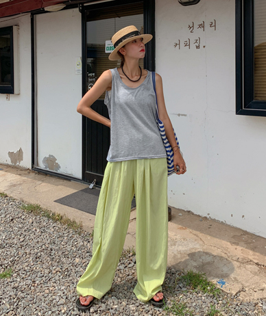Canopy Pintuck Nylon Banding Wide Pants