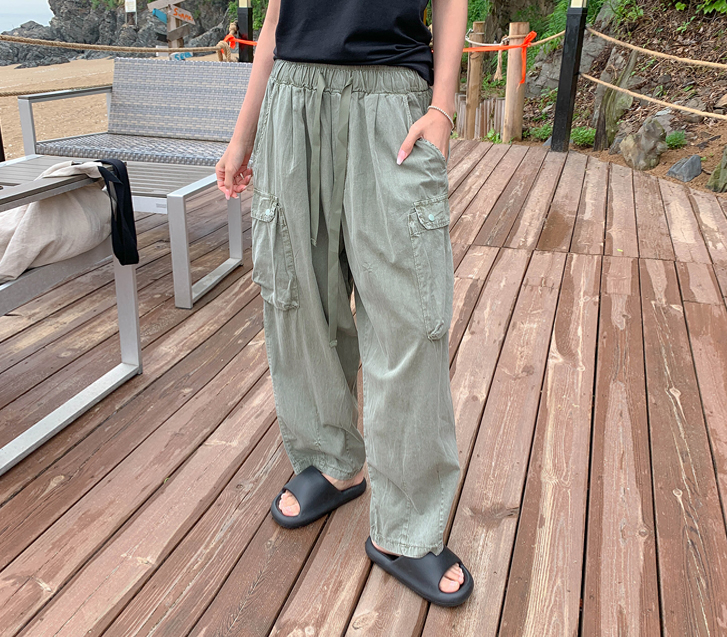 Balloon Pigment Cargo Baggy Pants