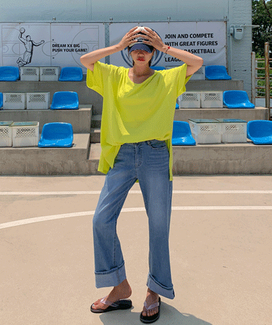 Must Cool Denim Banding Straight Fit Pants