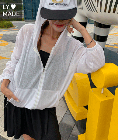 Teto Sheer See-through look Long-sleeve Hoodies zip up