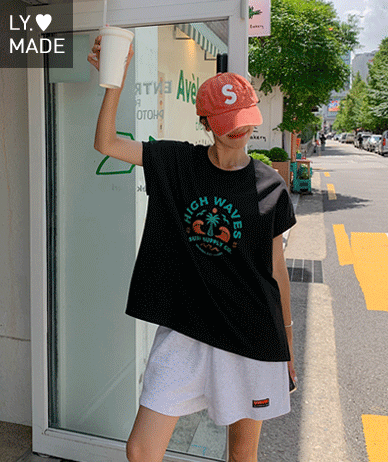 Wave printing cap sleeve sleeveless shirts