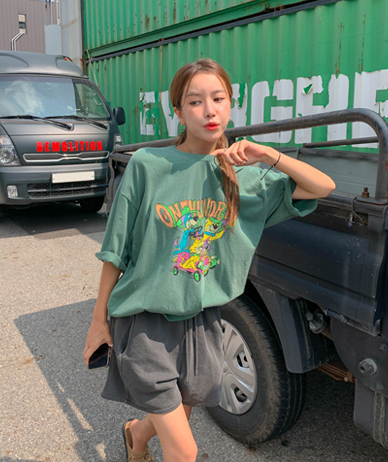 [Unisex] Animal Crack Pigment Short-sleeve Long T-shirts