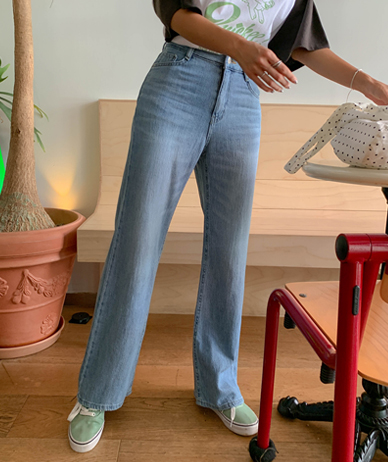 See-through Denim Semi Bootcut Pants