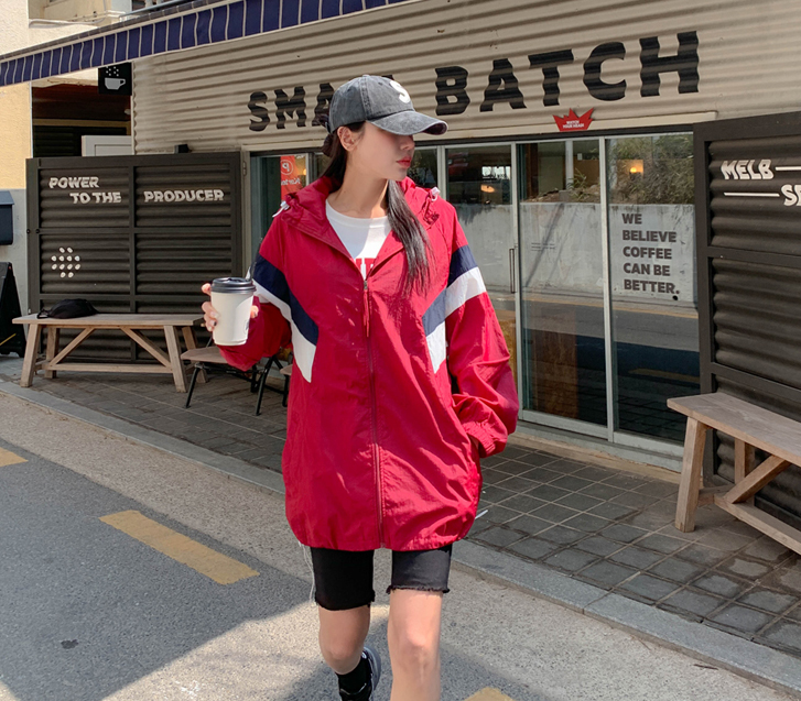 Rocky color combination Hood Windbreak Zip-up