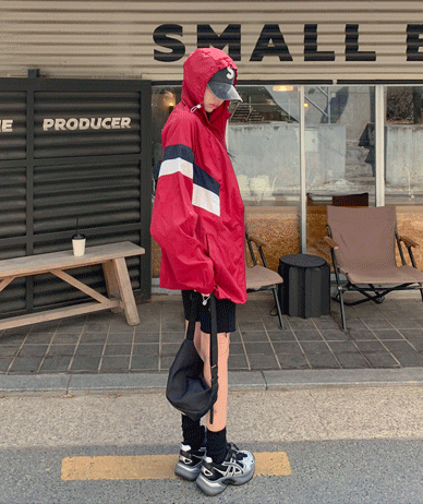 Rocky color combination Hood Windbreak Zip-up