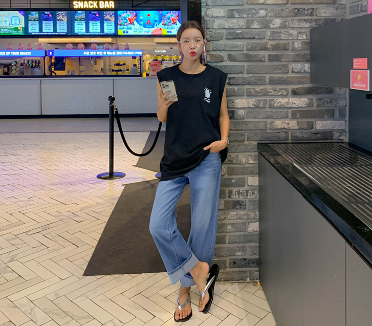 Lebo Denim Banding Straight Fit Pants