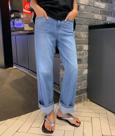 Lebo Denim Banding Straight Fit Pants