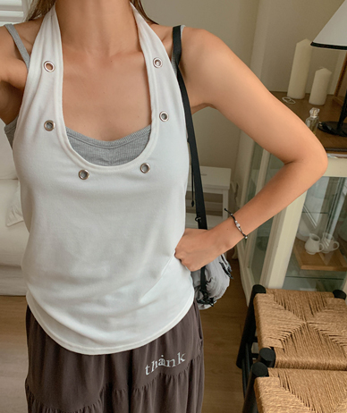Lip J Punching Halter neck Sleeveless shirts