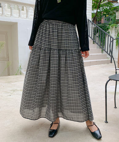 Posh Banding Check Cancan Rong skirt
