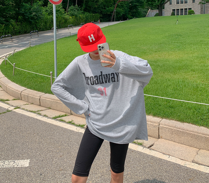 Broadway Lettering Long-sleeve Long T-shirts