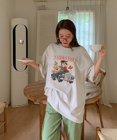 [Unisex] Trip Bear Na-Yeom Pigment Short-sleeve Long T-shirts