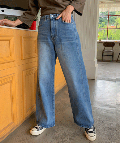 Baby Denim Banding Cut Wide Pants (Short/Longver)