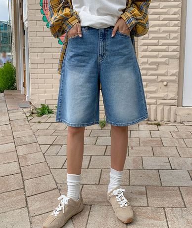 Nelt Washing 5-part Banding Denim Shorts