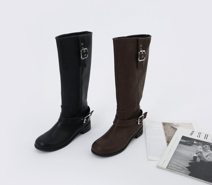 Geo Buckle Long Boots