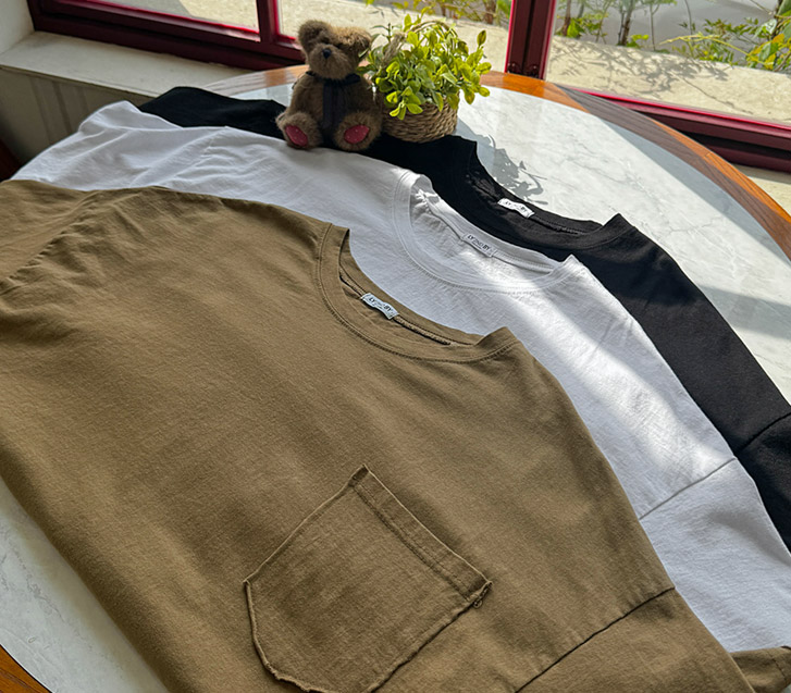 [15% off special sale] Pecan Washing Pocket Cutting 3/4 Sleeve T-shirt