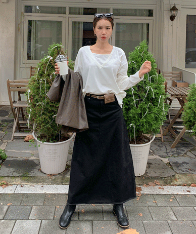 Belt Set Vintage Maxi Rong Skirt