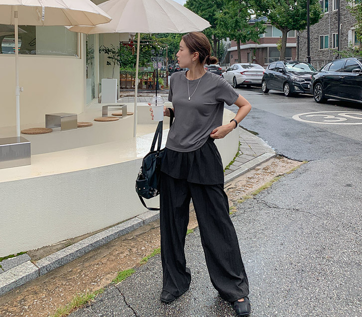 Mutton Nylon Wrap Skirt Wide Pants