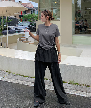 Mutton Nylon Wrap Skirt Wide Pants