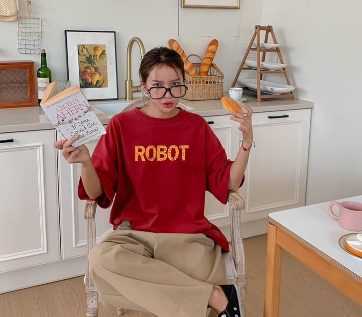 Robot Na-Yeom Outerwear Fleece Short-sleeve T-shirt