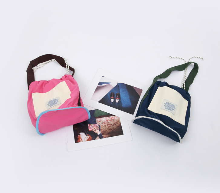 Bobo color combination string nylon bag (model wearing cut)