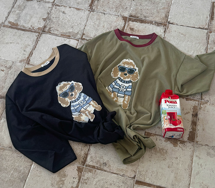 poodle printing color combination 7-boots t-shirt