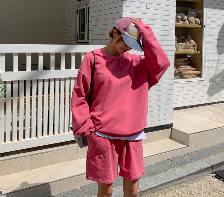 [Unisex] Mus Pigment Sweatshirt Shorts Training Set