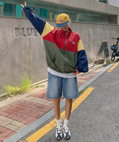 Loroti Patch Color color combination nylon zip-up