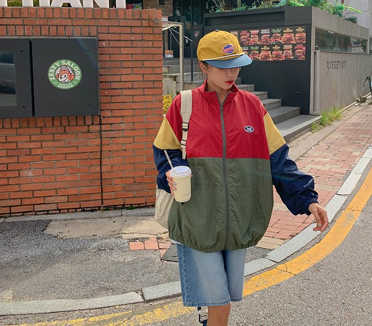 Loroti Patch Color color combination nylon zip-up