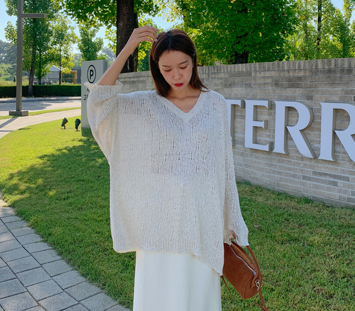 City Damage V-neck Team Long Knit