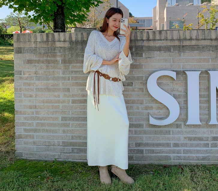 Heif Wool Knit Banding Rong skirt