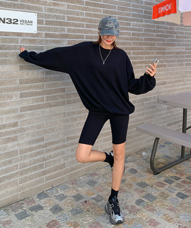Cover Corrugated Sweatshirt 5-quarter Leggings Set